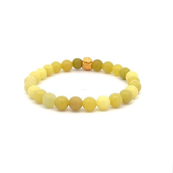 24K Gold Money Bag Lucky Charm Stretchable Bracelet Natural Lemon Jade 6mm - Picture 5 of 5